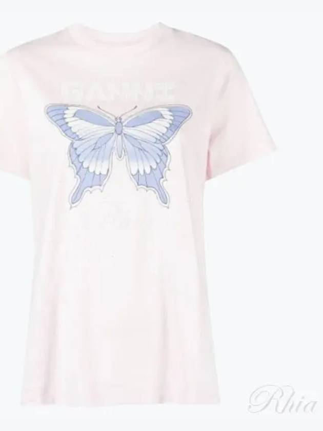 Women's Butterfly Relaxed Short Sleeve T-Shirt Light Lilac - GANNI - BALAAN 2