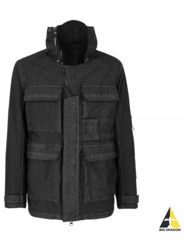 Metropolis Logo Patch Hooded Jacket Black - CP COMPANY - BALAAN 2