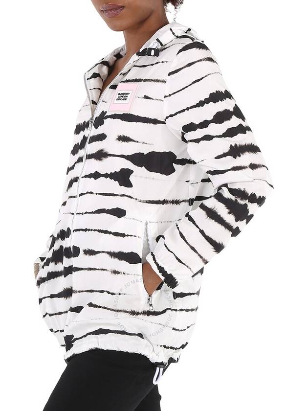 Women's Watercolor Print Hooded Jacket Black White - BURBERRY - BALAAN 4