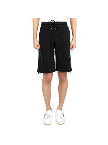 Men's Diagonal Raised Fleece Shorts Black - CP COMPANY - BALAAN 1