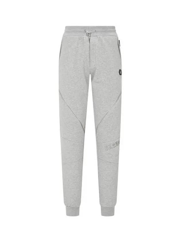 Men's Zipper Line Drawstring Jogger Pants Melange Gray 270467 - PHILIPP PLEIN - BALAAN 1