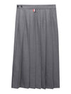 Super 120S Twill Below Knee Pleated Skirt Medium Grey - THOM BROWNE - BALAAN 3