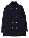 Double Breasted Padded Coat Navy - BRUNELLO CUCINELLI - BALAAN.