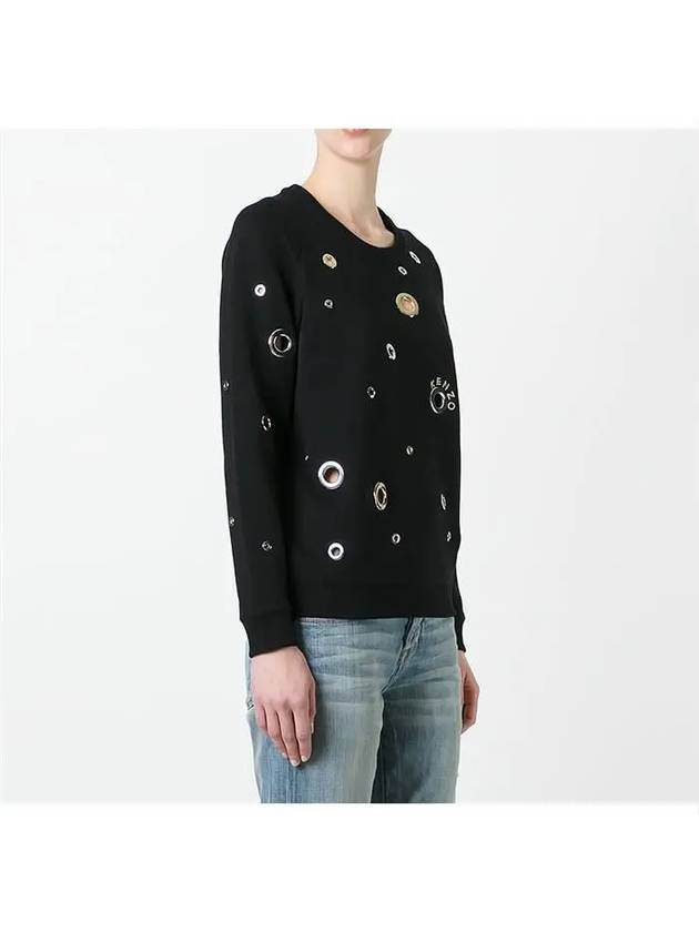 Women's Eyelet Sweatshirt BlackF752SW844952 99 - KENZO - BALAAN 4