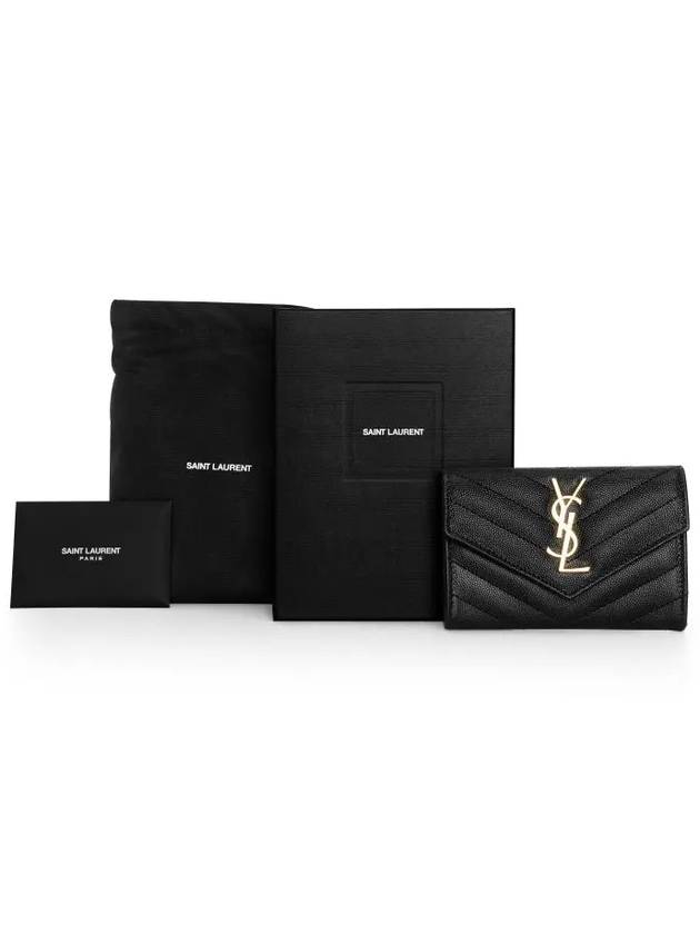 Monogram Envelope Small Half Wallet Black Gold - SAINT LAURENT - BALAAN 4