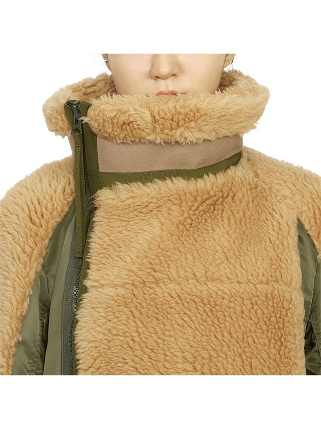 Panelled Teddy Faux Jacket Brown Green - SACAI - BALAAN 11