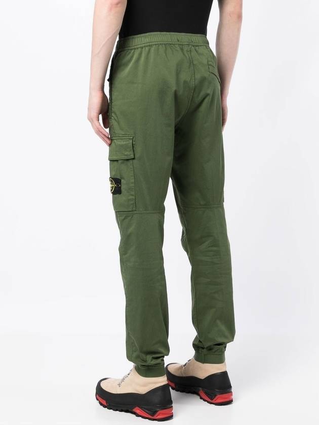 Stretch Cotton Wool Satin Cargo Pants Green - STONE ISLAND - BALAAN 4