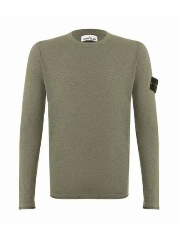 Men's Wappen Patch Round Neck Knit Top Green - STONE ISLAND - BALAAN 2