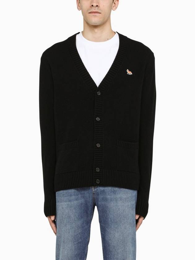 Baby Fox Patch Cosy Cardigan Black - MAISON KITSUNE - BALAAN 5