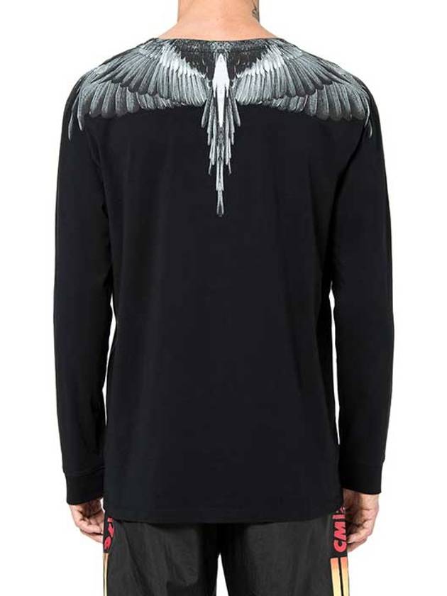 Wing Long Sleeve T-Shirt Black - MARCELO BURLON - BALAAN 4