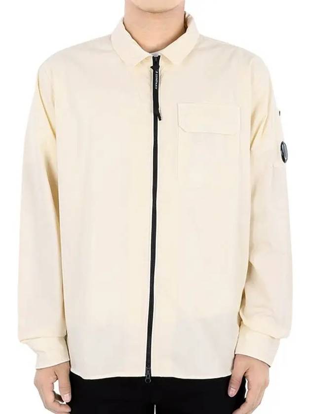 Gabardine Zip Up Long Sleeve Shirt Beige - CP COMPANY - BALAAN 2