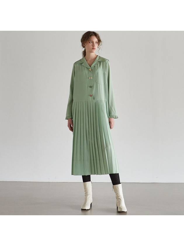 Women's Sailor Stitch Pleated Dress_Mint Green - MITTE - BALAAN 1