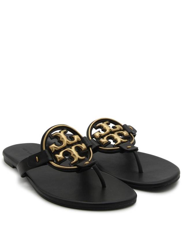 Women's Metal Miller Soft Flip Flops Black - TORY BURCH - BALAAN 7