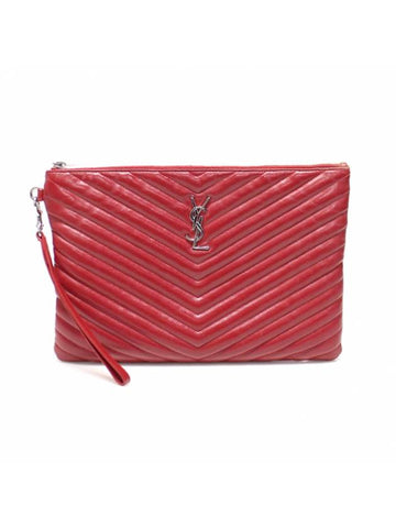 Women s Saint Laurent 559193 Red Matelasse Quilted Monogram Tablet Pouch Clutch gt Gangbuk used luxury goods - SAINT LAURENT - BALAAN 1