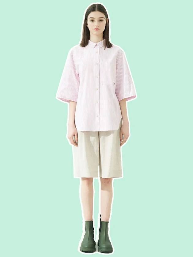 dyed striped short sleeve shirt light pink - VOYONN - BALAAN 9