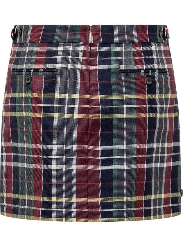 Hunting Tartan A-Line Skirt Blue - THOM BROWNE - BALAAN 3