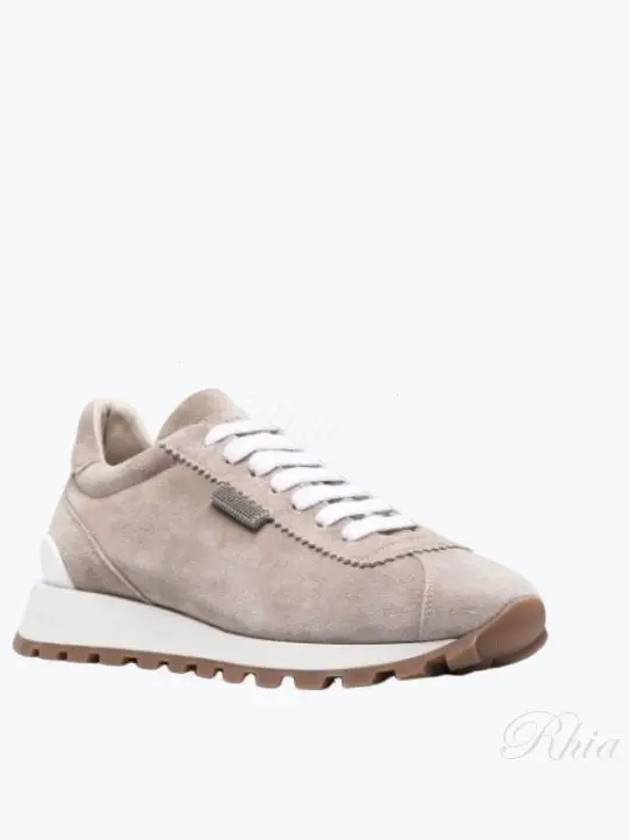 Chain Suede Low Top Sneakers Beige - BRUNELLO CUCINELLI - BALAAN 2