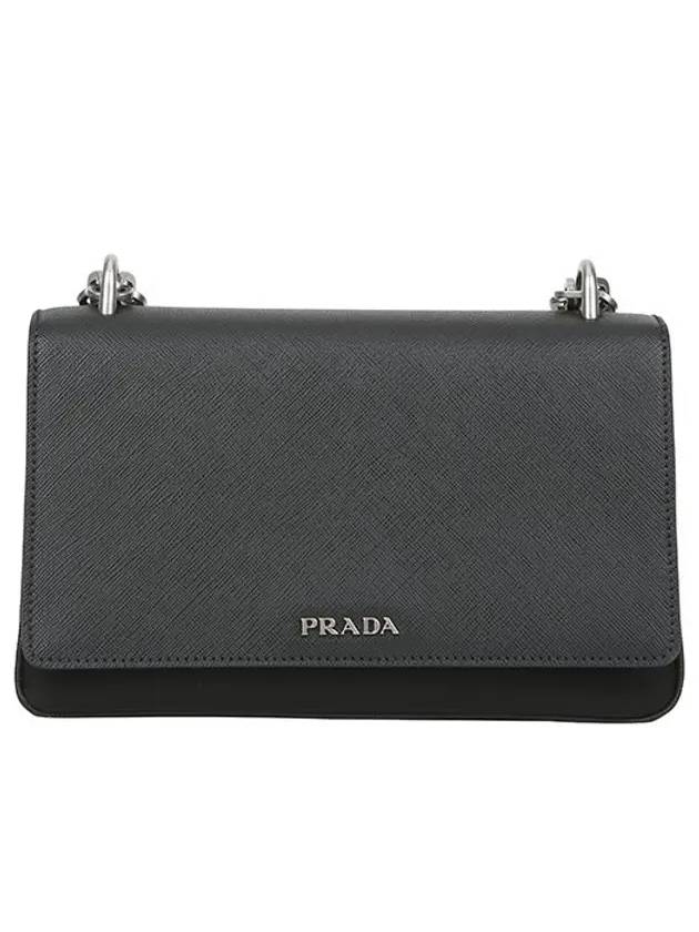 Saffiano Chain Shoulder Bag Black - PRADA - BALAAN 1