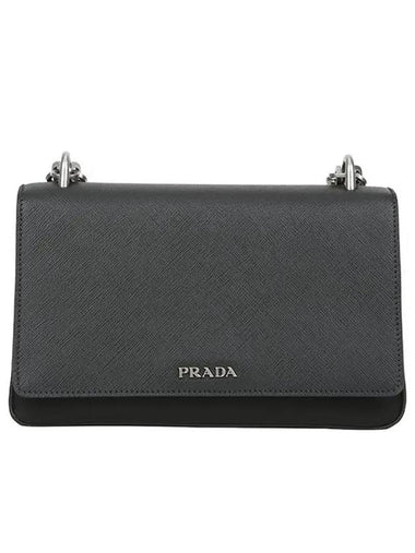 Saffiano Chain Shoulder Bag Black - PRADA - BALAAN 1