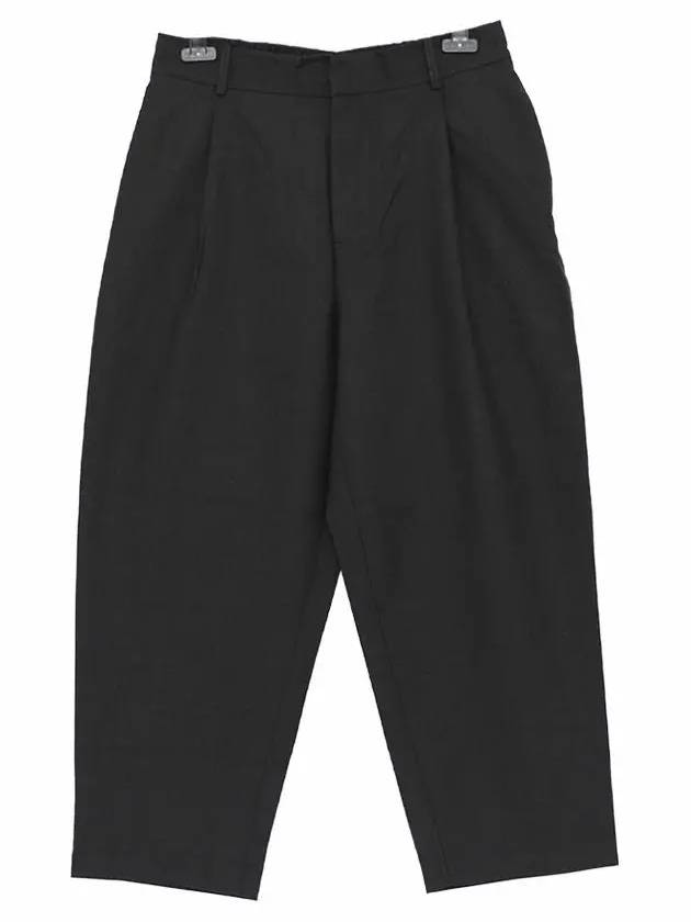 Cropped Pleated Tailored Light Technical Wool Straight Pants Anthracite - MAISON KITSUNE - BALAAN 4