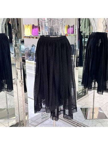 Technical Silk Unbalanced Wrap Skirt 36 Black 4ET0750 - DIOR - BALAAN 1