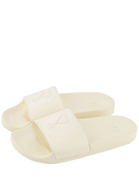 Embossed Heart Logo Slippers Offwhite - AMI - BALAAN 2