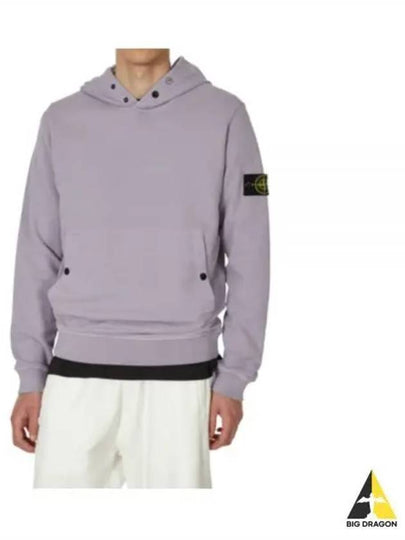 Snap Brushed Cotton Fleece Hoodie Lavender - STONE ISLAND - BALAAN 2