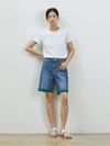 Denim edge cut inner color combination shorts blue - RYUL+WAI: - BALAAN 3