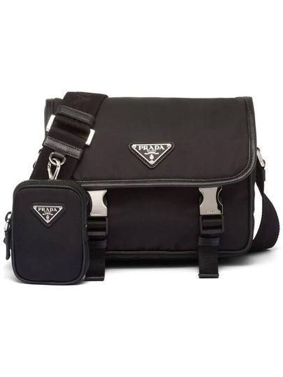 Triangle Logo Re-Nylon Saffiano Leather Cross Bag Black - PRADA - BALAAN 2