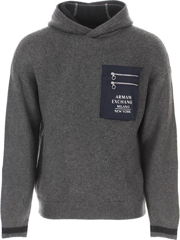 Logo Pocket Pull Over Hoodie Grey - ARMANI EXCHANGE - BALAAN 8