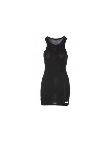 Women's Racer Crewneck Ribbed Tank Short Dress Black - ALEXANDER WANG - BALAAN 1