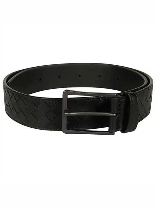 Intrecciato Leather Belt Black - BOTTEGA VENETA - BALAAN 2