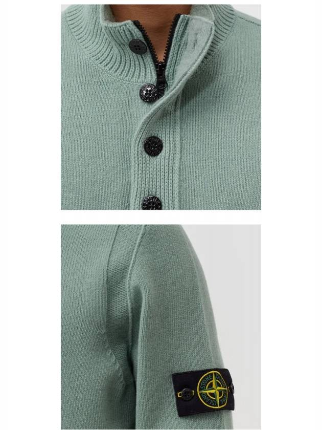 High Neck Half Button Lambswool Knit Top Sage Green - STONE ISLAND - BALAAN 7