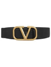 V Logo Signature Buckle Leather Belt Black - VALENTINO - BALAAN 2