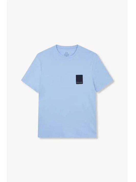 Men s logo patch crewneck t shirt sky blue - ARMANI EXCHANGE - BALAAN 1