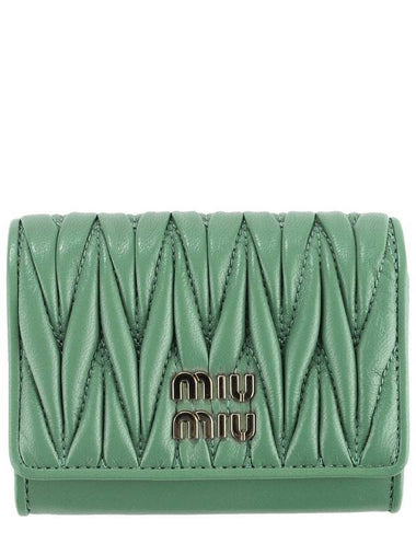 Matelasse Nappa Leather Card Wallet Sage Green - MIU MIU - BALAAN 1