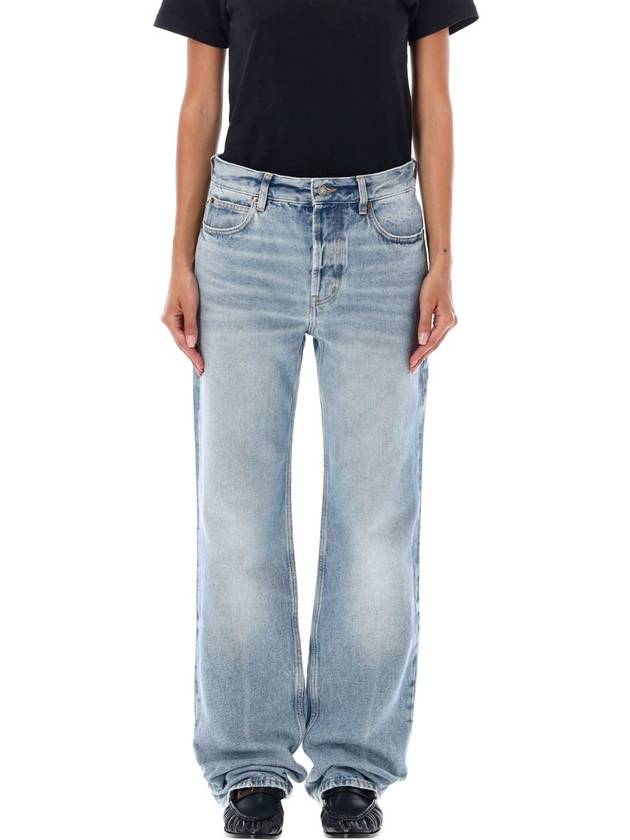 Low Rise Denim Straight Jeans Blue - SAINT LAURENT - BALAAN 2