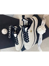 Logo Mixed Fibers Suede Low Top Sneakers White - CHANEL - BALAAN 3