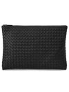 Intrecciato Clutch Bag Black - BOTTEGA VENETA - BALAAN 1