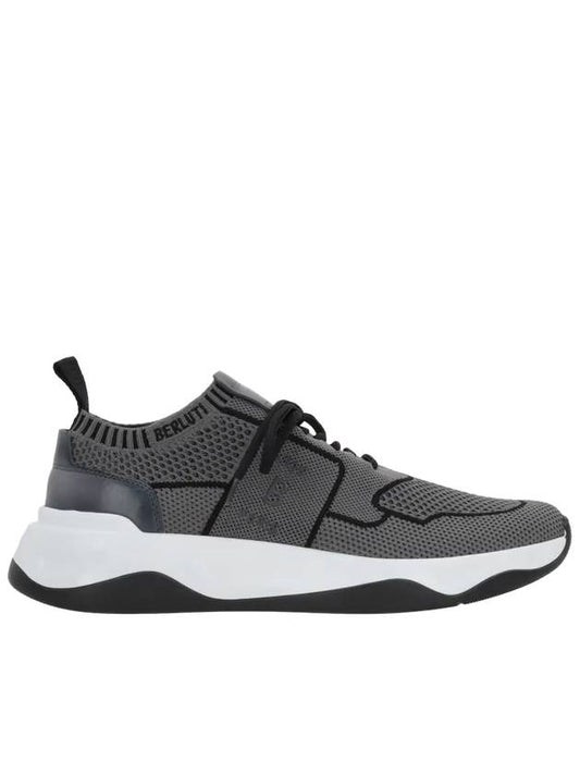 Shadow Knit Leather Low Top Sneakers Grey - BERLUTI - BALAAN 2