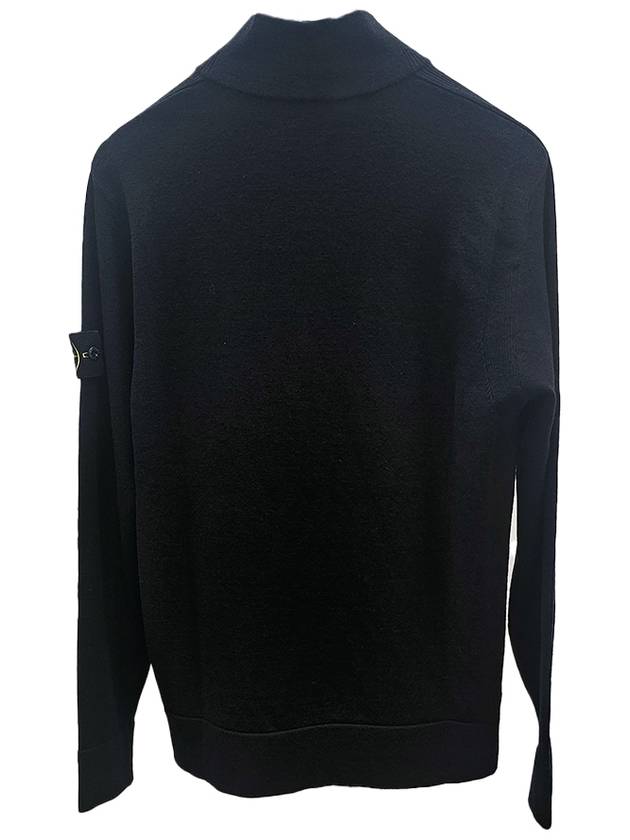 503A1 Stretch RWS Wool Knit Cardigan Black - STONE ISLAND - BALAAN 3