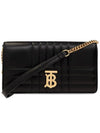 Women's Detachable Strap Quilted Leather Lola Cross Bag Black Light Gold - BURBERRY - BALAAN 2