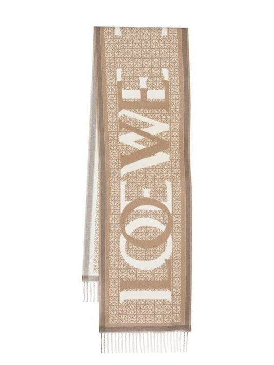 Love Wool Cashmere Muffler Beige - LOEWE - BALAAN 1