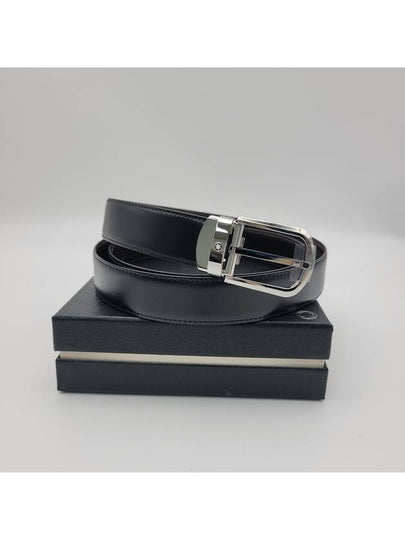 Montblanc Men s Double Sided Horseshoe Buckle 30mm Leather Belt Black Dark Brown 114412 - ETC - BALAAN 2