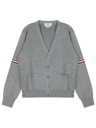 Milano Stitch Sprite Armband Cotton V-neck Cardigan Light Grey - THOM BROWNE - BALAAN 2