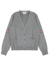 Milano Stitch Sprite Armband Cotton V-neck Cardigan Light Grey - THOM BROWNE - BALAAN 2