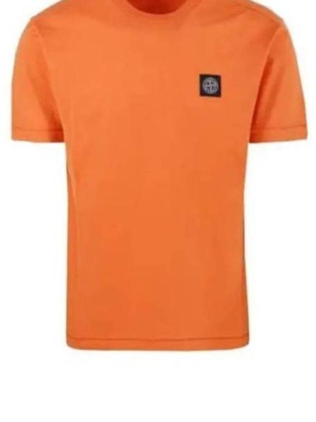 Logo Patch Cotton Short Sleeve T-Shirt Orange - STONE ISLAND - BALAAN 2