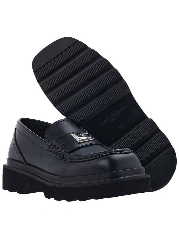 Metal Logo Tag Leather Loafers Black - DOLCE&GABBANA - BALAAN 6