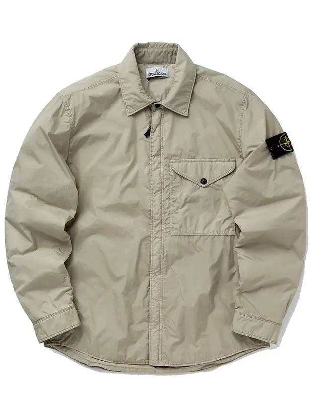 Logo Patch Zip Up Jacket Beige - STONE ISLAND - BALAAN 2