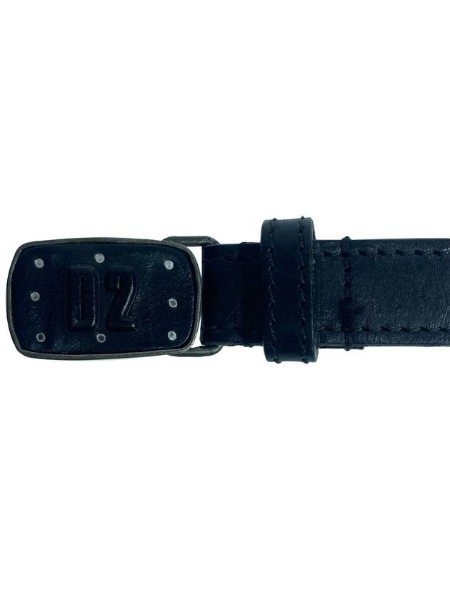 Men's Metal Buckle Leather Belt Black - DSQUARED2 - BALAAN 4